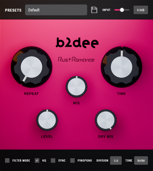 B2DEE BBD analog delay VST3 plugin interface